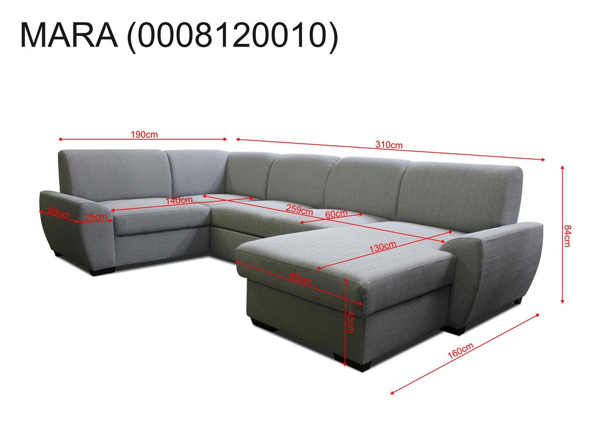 Wohnlandschaft Mara Dunkelgrau 190x310x160 cm - Dunkelgrau/Dunkelbraun, Design, Textil (190/310/160cm) - Livetastic