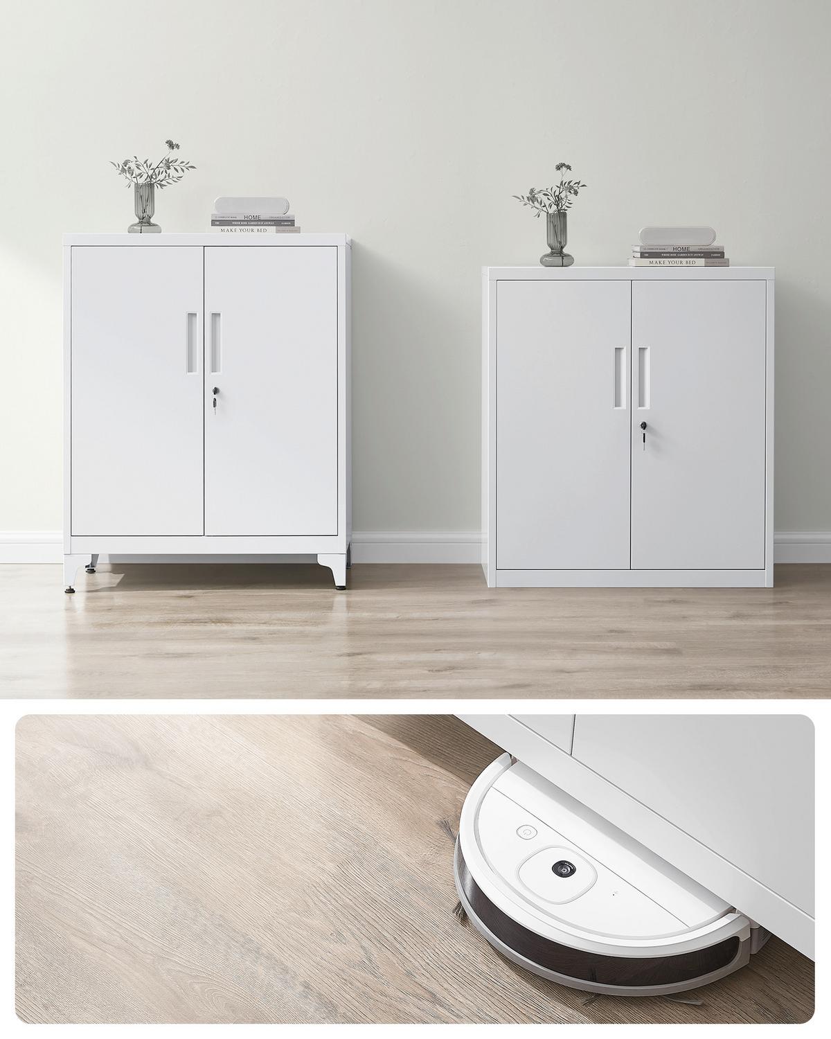 Mehrzweckschrank Grauweiß B: 80cm - Grauweiß, Basics, Metall (80/90/40cm)