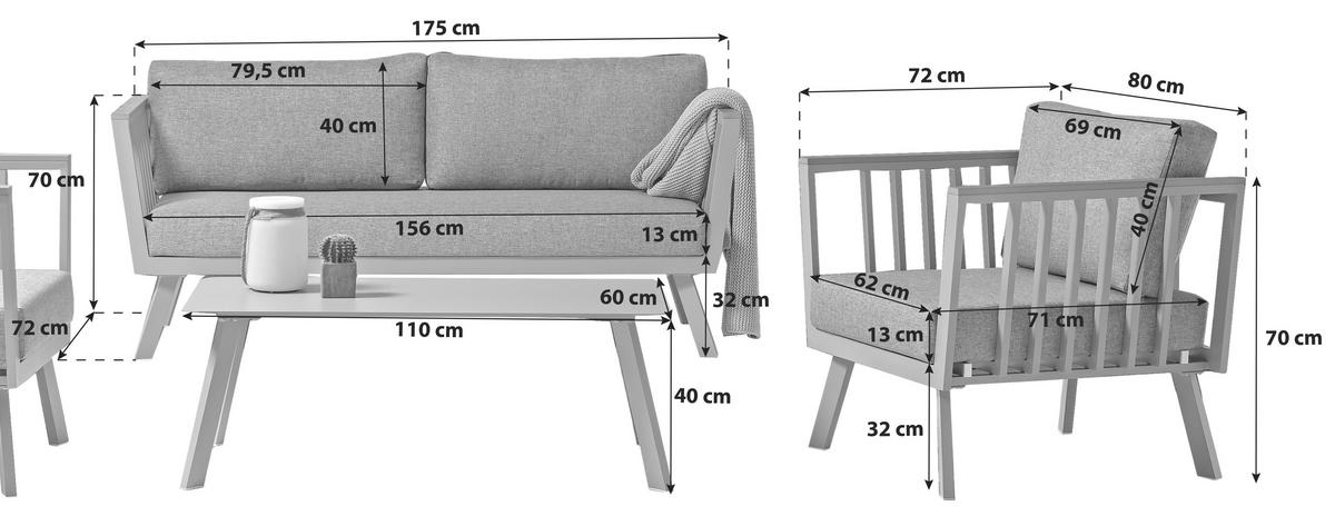 Loungegarnitur Gondola - Taupe/Grau, MODERN, Kunststoff/Textil (175/70/72cm) - Acamp
