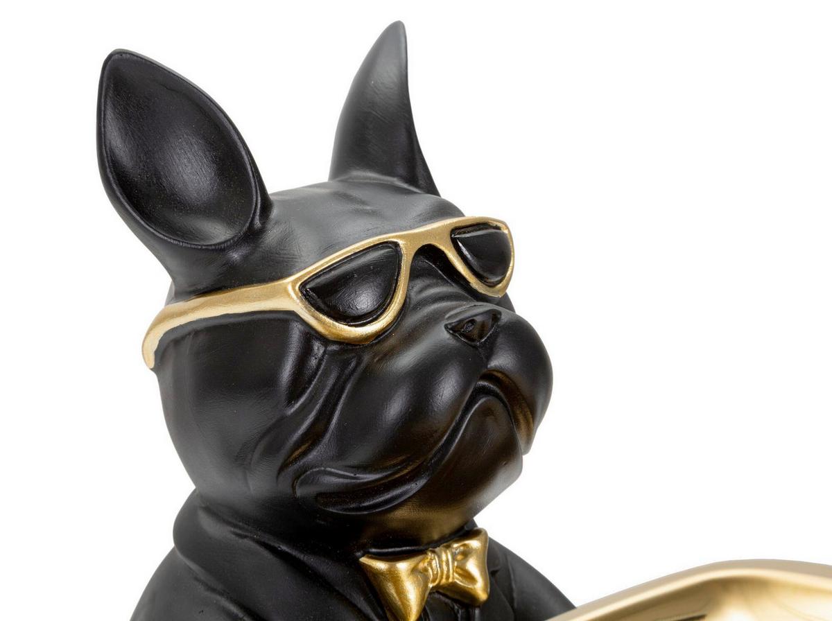 Skulptur Decor Dog Schwarz, Goldfarben B: 19 cm - Goldfarben/Schwarz, Basics, Kunststoff (19/23.5/20cm)
