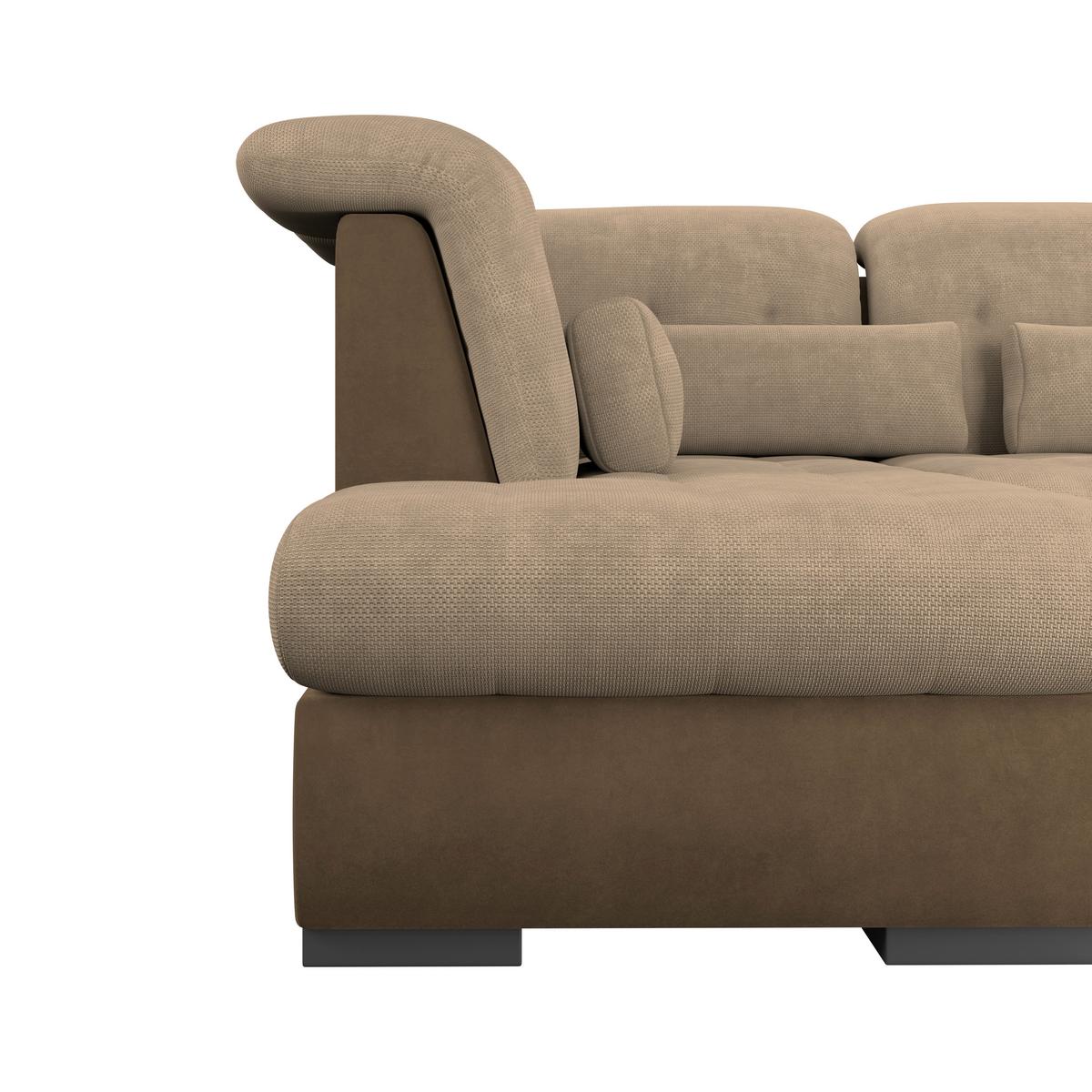 Wohnlandschaft Madera Mit Schlaffunktion Braun - Hellbraun/Dunkelbraun, KONVENTIONELL, Kunststoff/Textil (212/358/190cm)