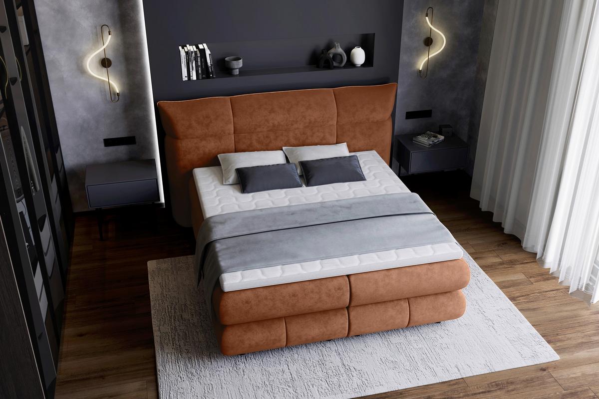 Boxspringbett Caramelo Kupfer 180x200 cm - Schwarz/Kupferfarben, Trend, Textil (180/200cm)