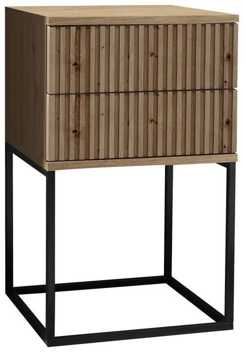 Nachtkästchen Eiche Dekor/ Schwarz H: 65 Cm Marle