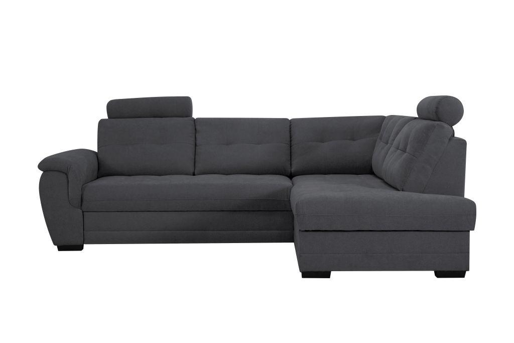 Rohová sedačka FALCO, pravá, antracit.žinylka,2x op.hlavy - černá/antracitová, Konvenční, dřevo/kompozitní dřevo (251/183cm) - Ondega