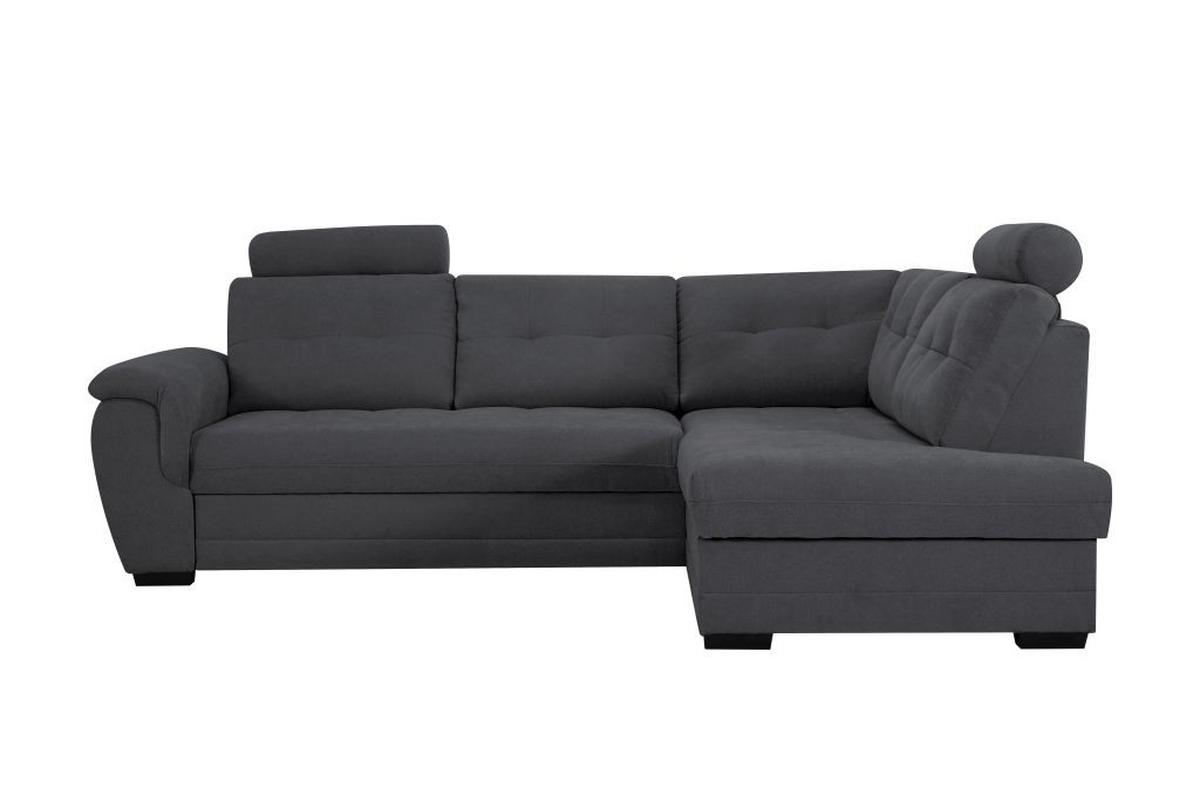 Rohová sedačka FALCO, pravá, antracit.žinylka,2x op.hlavy - černá/antracitová, Konvenční, dřevo/kompozitní dřevo (251/183cm) - Ondega