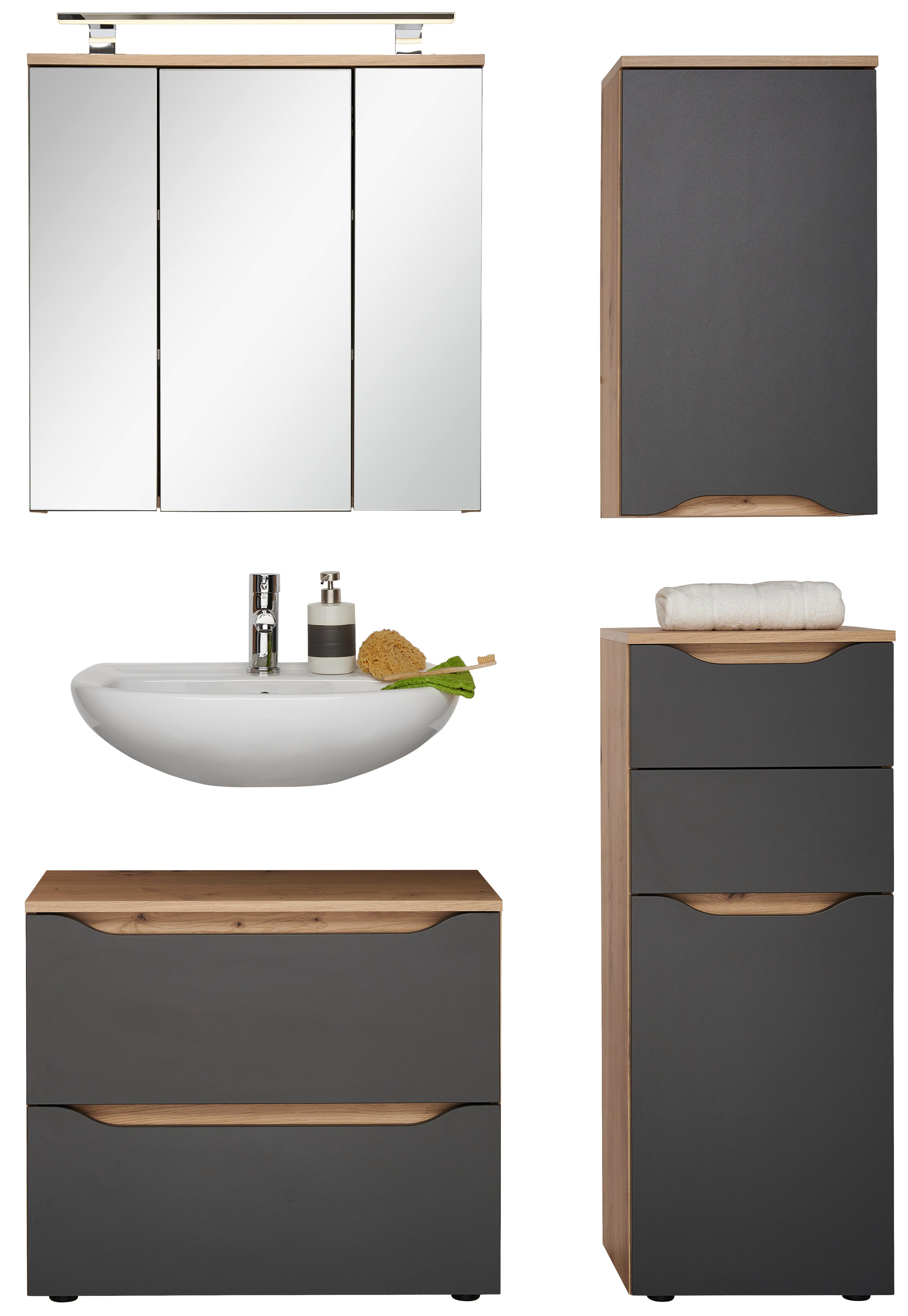 Badezimmer Giga Eichefarben/Anthrazit 4-Teilig - Anthrazit/Eiche Artisan, MODERN, Holzwerkstoff (110/190/40cm)