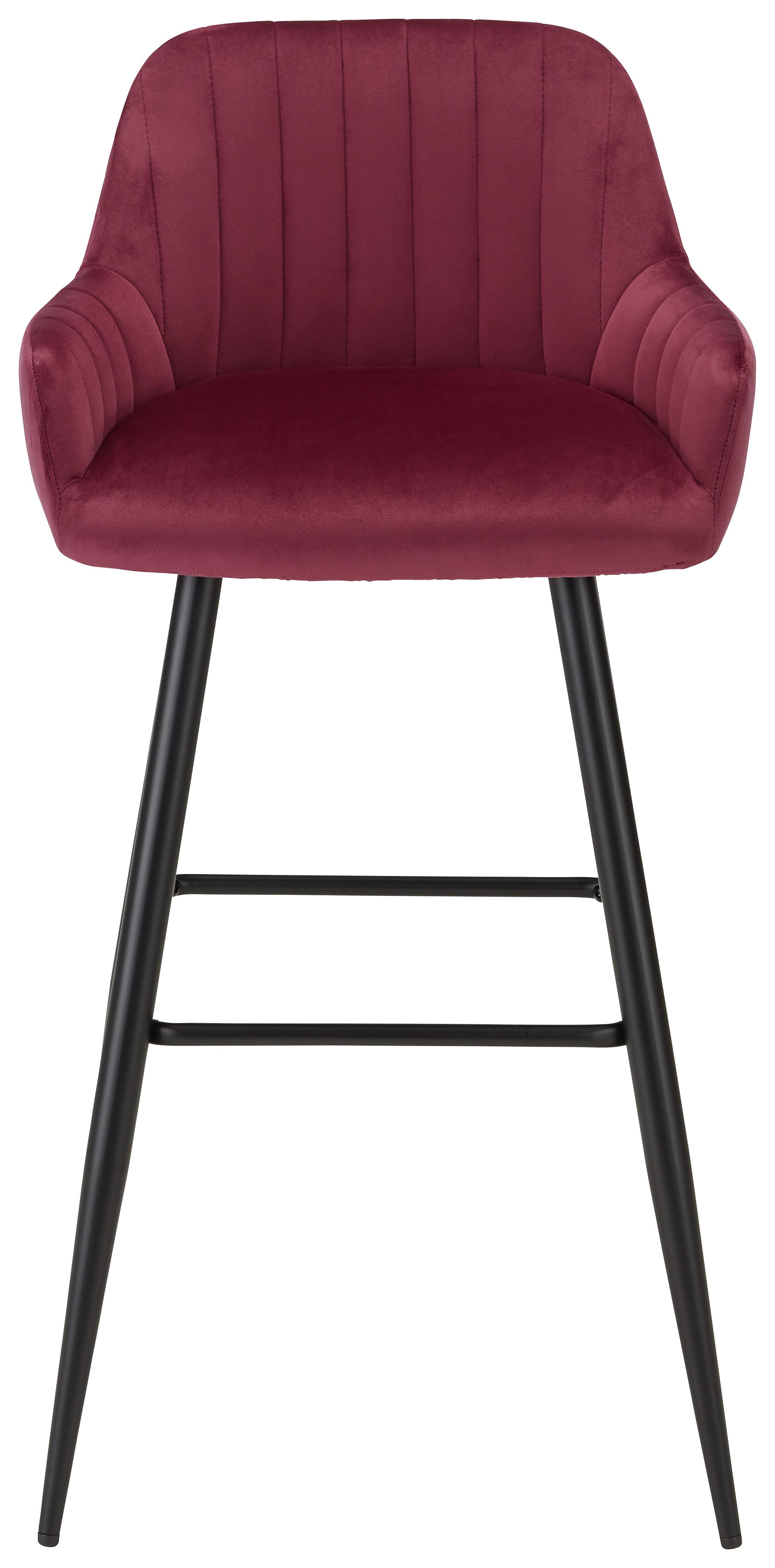 Barová Židle Martha - magenta/černá, Moderní, kov/textil (50/99/53,5cm) - Modern Living