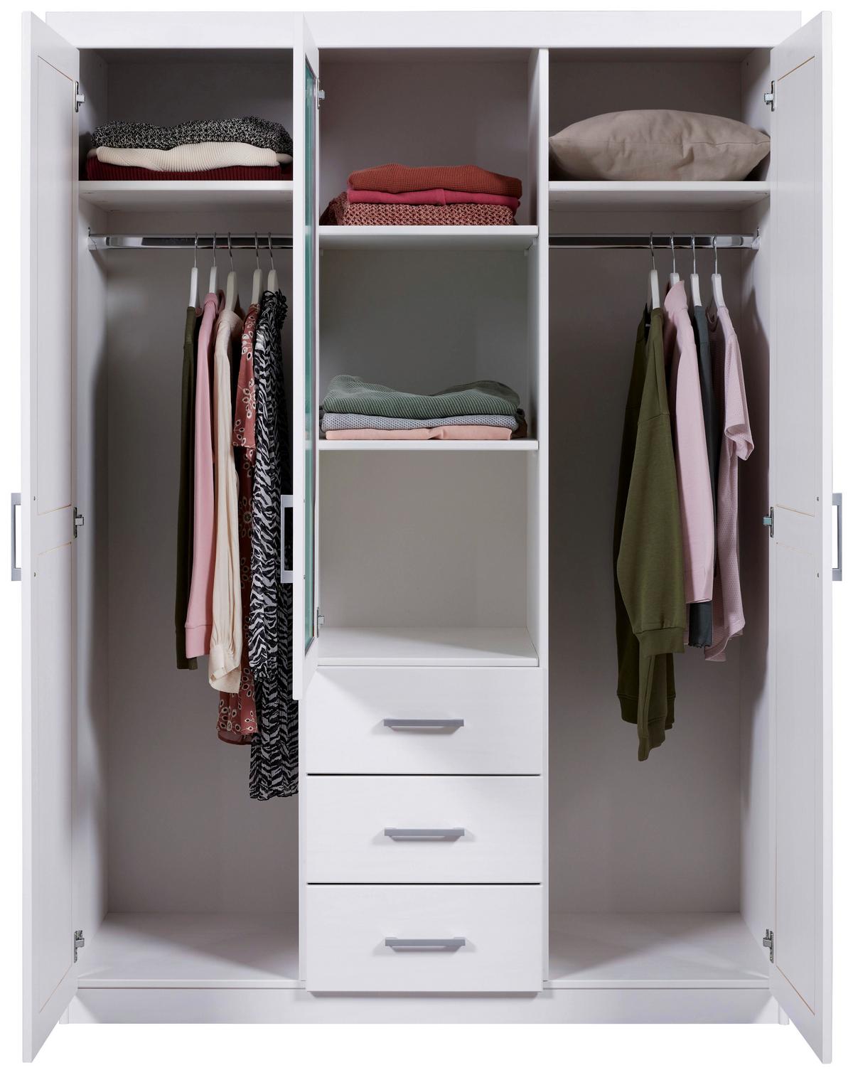 Drehtürenschrank Massiv Mit Spiegel 140 Cm Geraldo Weiß - Weiß, LIFESTYLE, Holz (140/190/55cm) - MID.YOU