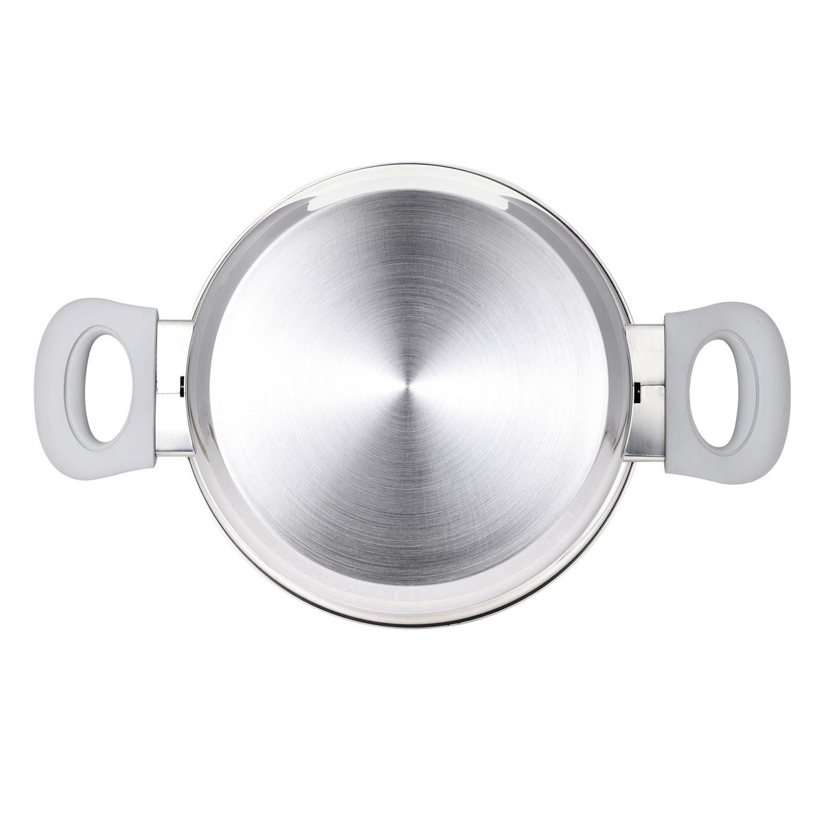 Kochtopfset Edelstahl 5-Teilig - Edelstahlfarben/Transparent, Trend, Glas/Kunststoff