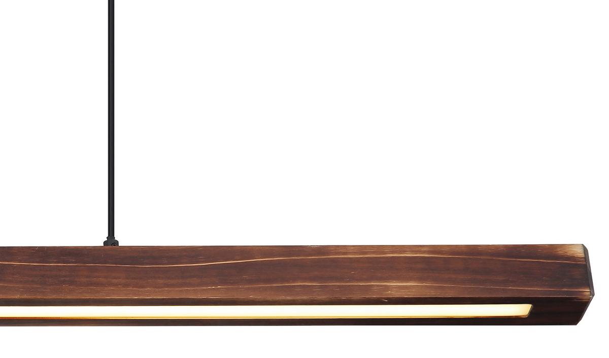 LED-Hängeleuchte 15536h - Dunkelbraun/Schwarz, Natur, Holz/Kunststoff (90/8/120cm) - Globo