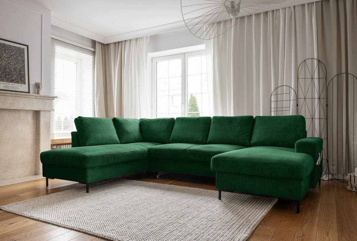 Wohnlandschaft Lofty Lilly Smaragdgrün U: 197x303x148cm - Smaragdgrün/Schwarz, Design, Textil (197/303/148cm) - MID.YOU