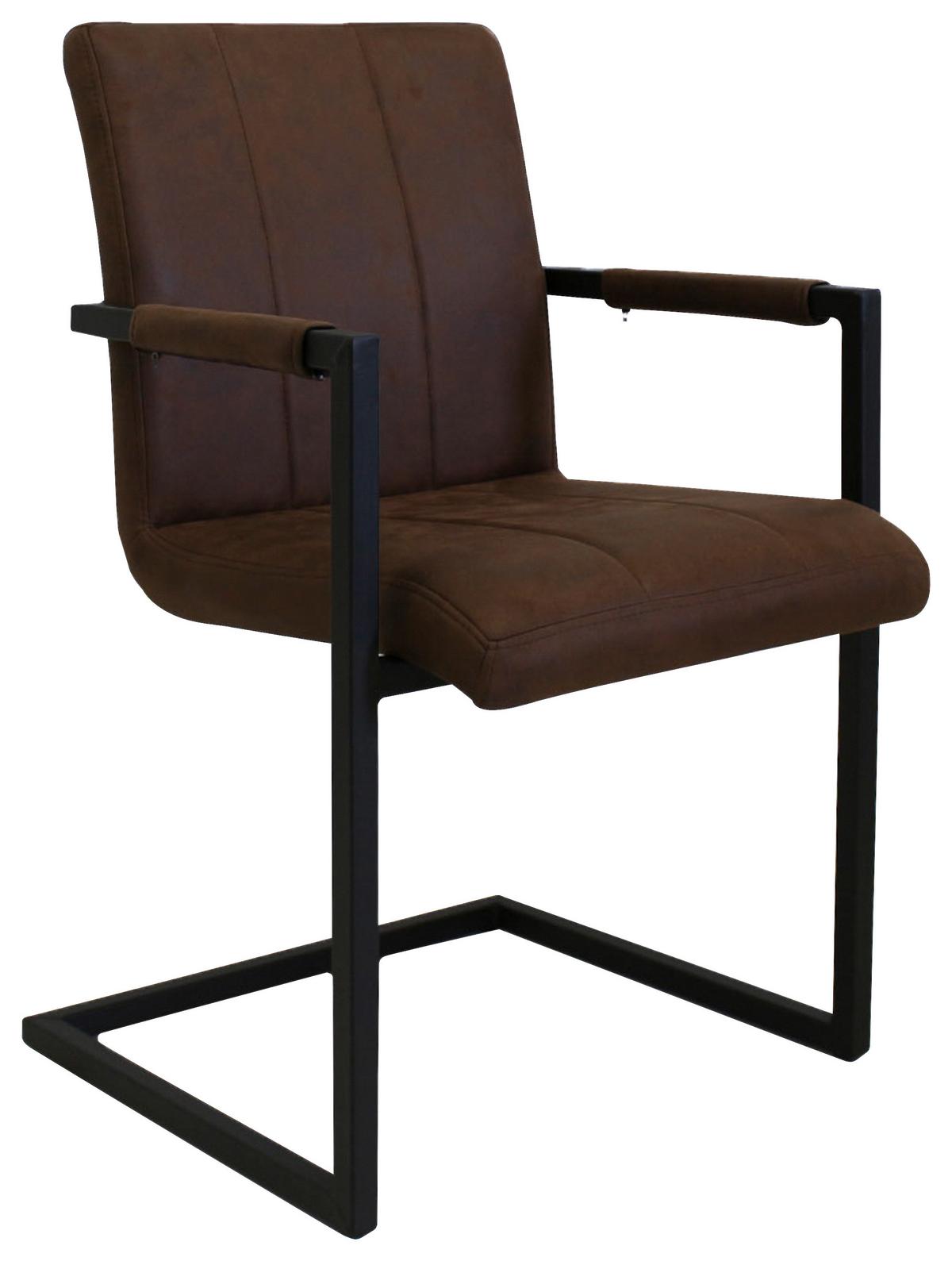 Armlehnstuhl-Set Brandon - Schwarz/Braun, KONVENTIONELL, Textil/Metall (54/85/61cm) - MID.YOU