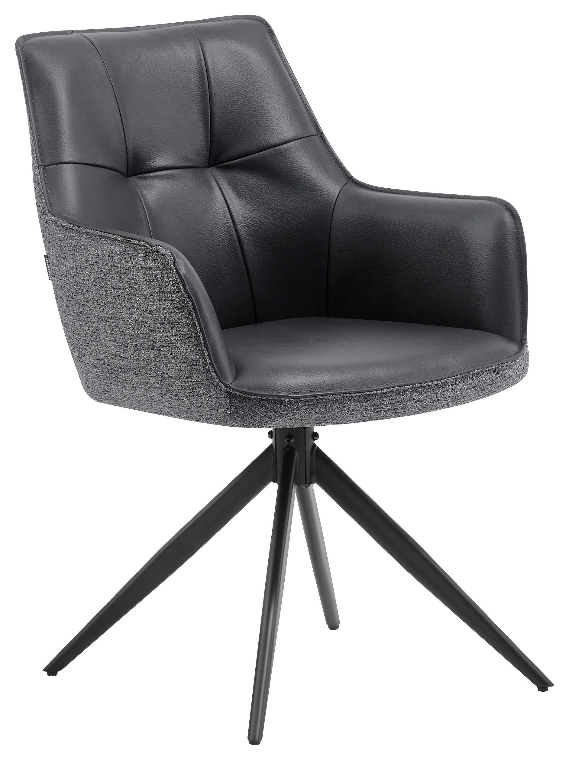 Armlahnstuhl Ion Grau B: 58 cm - Schwarz/Grau, MODERN, Holz/Textil (58/87/61,5cm) - Livetastic