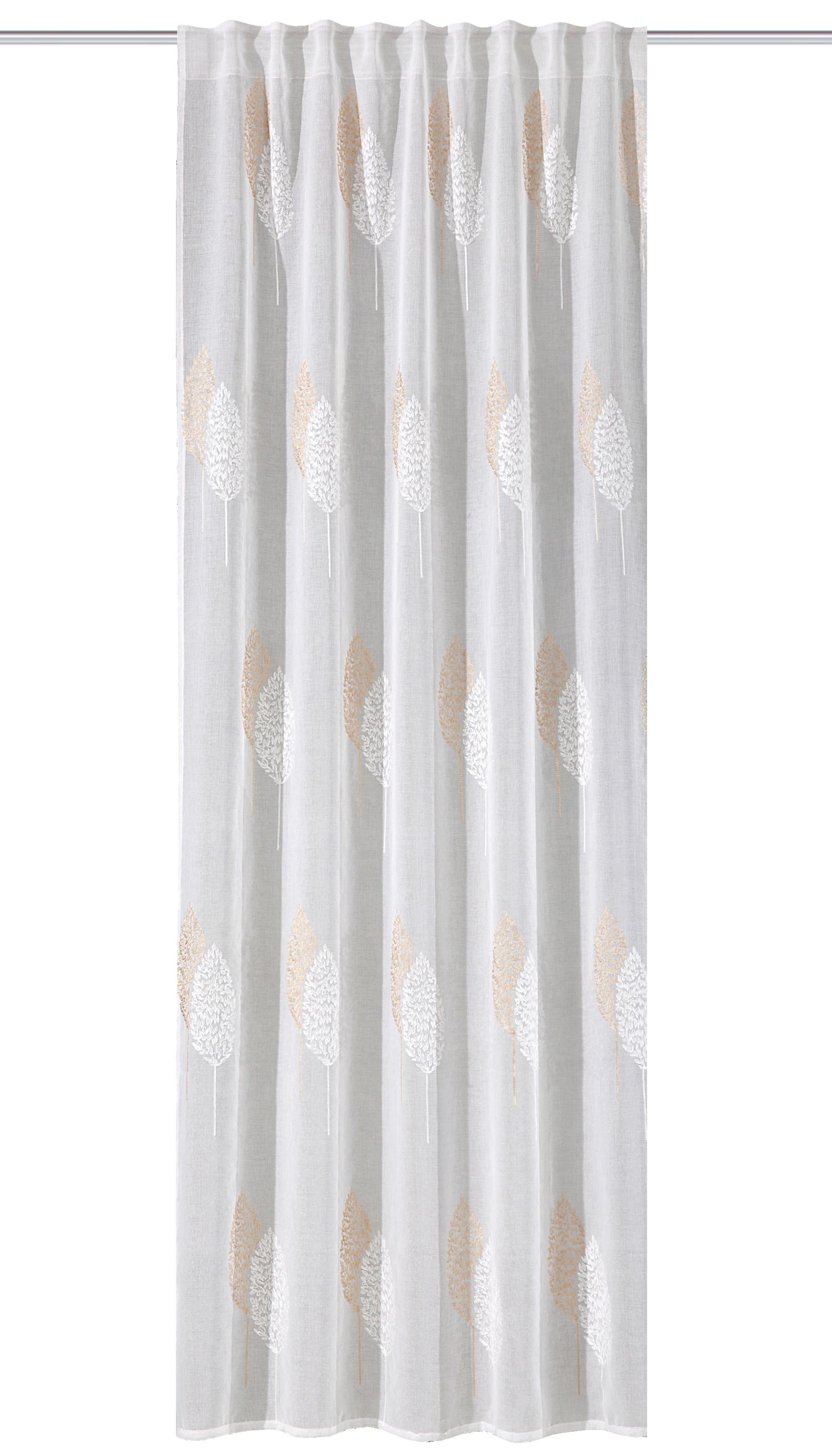 Fertigvorhang Alavaro Taupe - Taupe/Weiß, Basics, Textil (140/245cm)