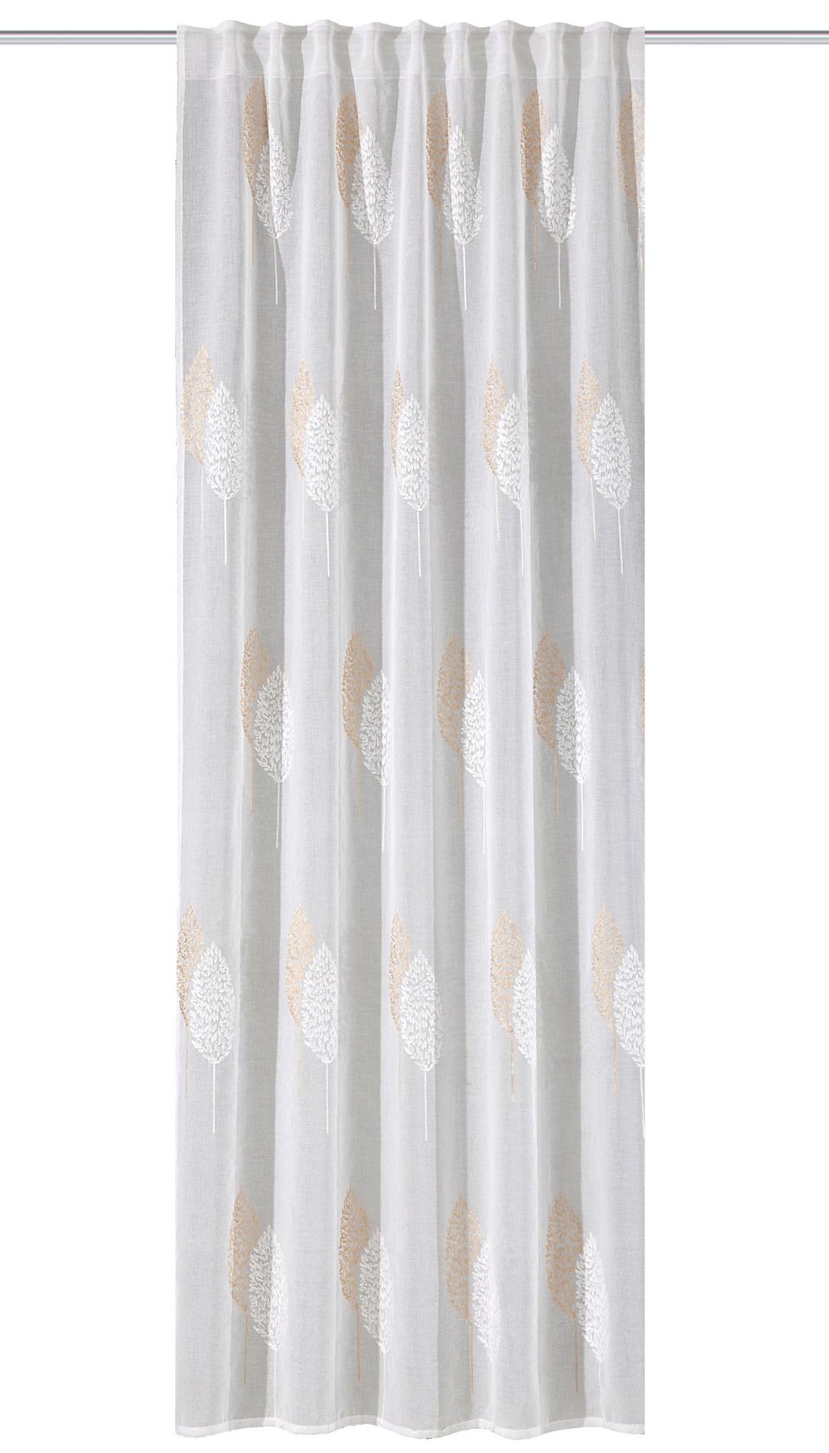 Fertigvorhang Alavaro Taupe - Taupe/Weiß, Basics, Textil (140/245cm)