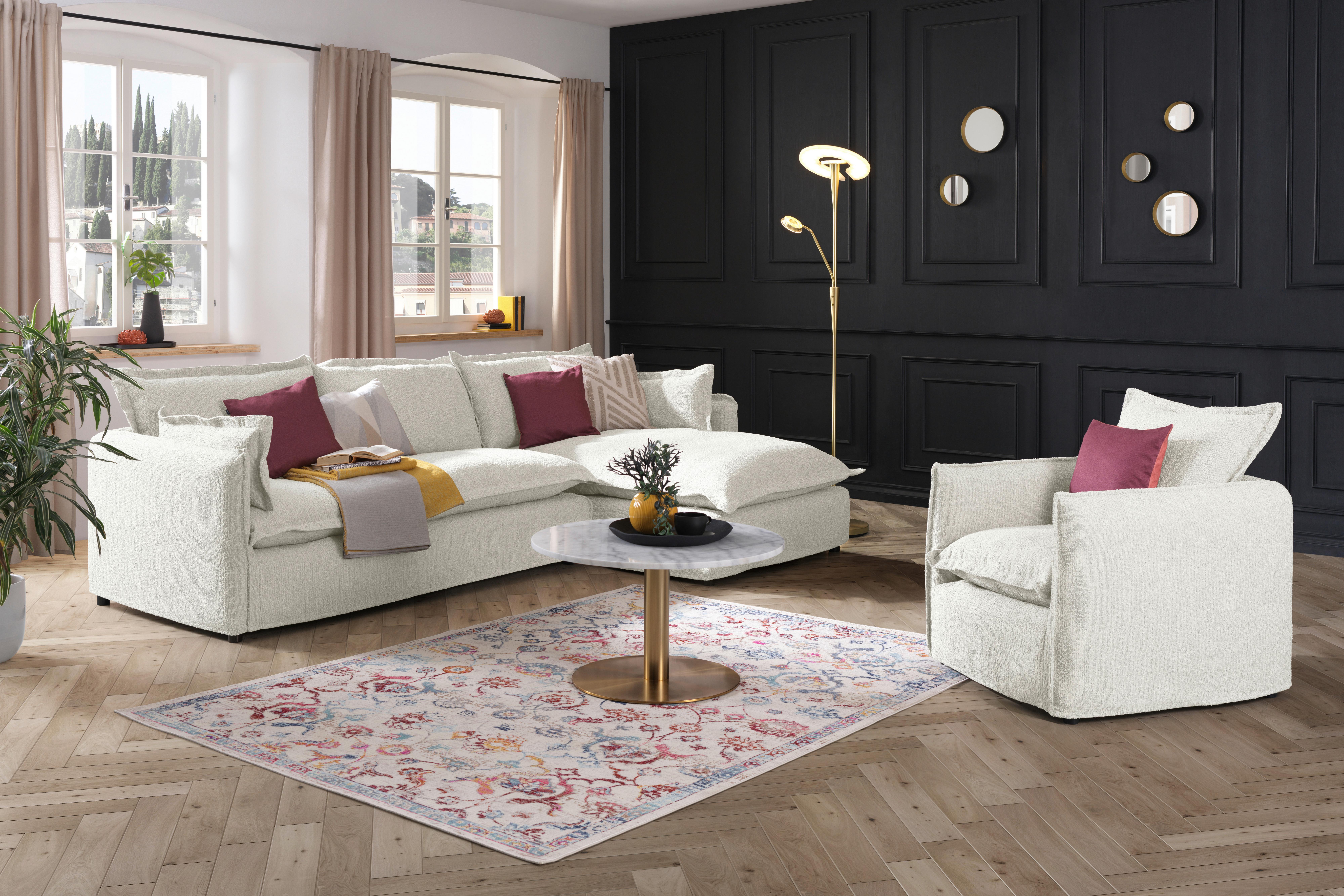 Ecksofa Toscana - Schwarz/Weiß, Trend, Textil (295/165cm) - Livetastic