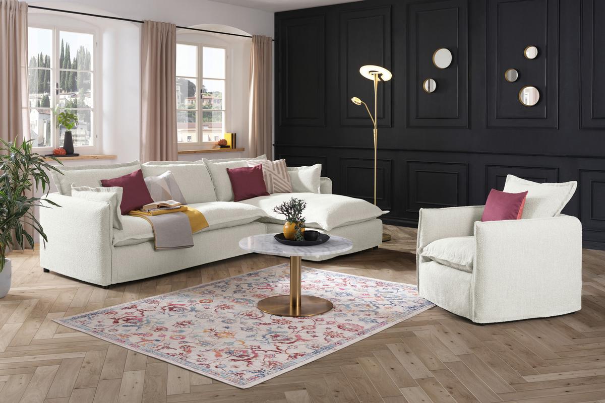 Ecksofa Toscana - Schwarz/Weiß, Trend, Textil (295/165cm) - Livetastic