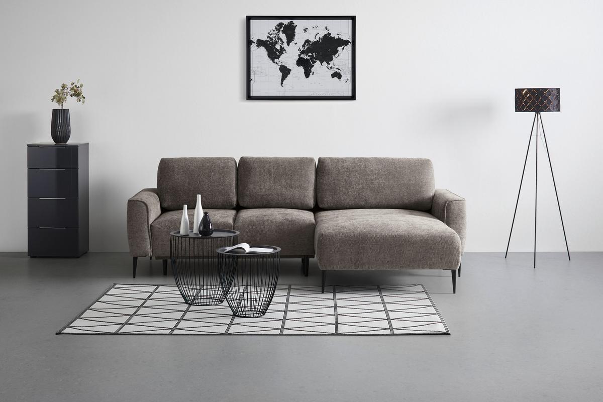 Rohová sedačka CUSTOM, pravá, tmavě šedá - černá/tmavě šedá, Moderní, kov/textil (255/164cm) - Mömax