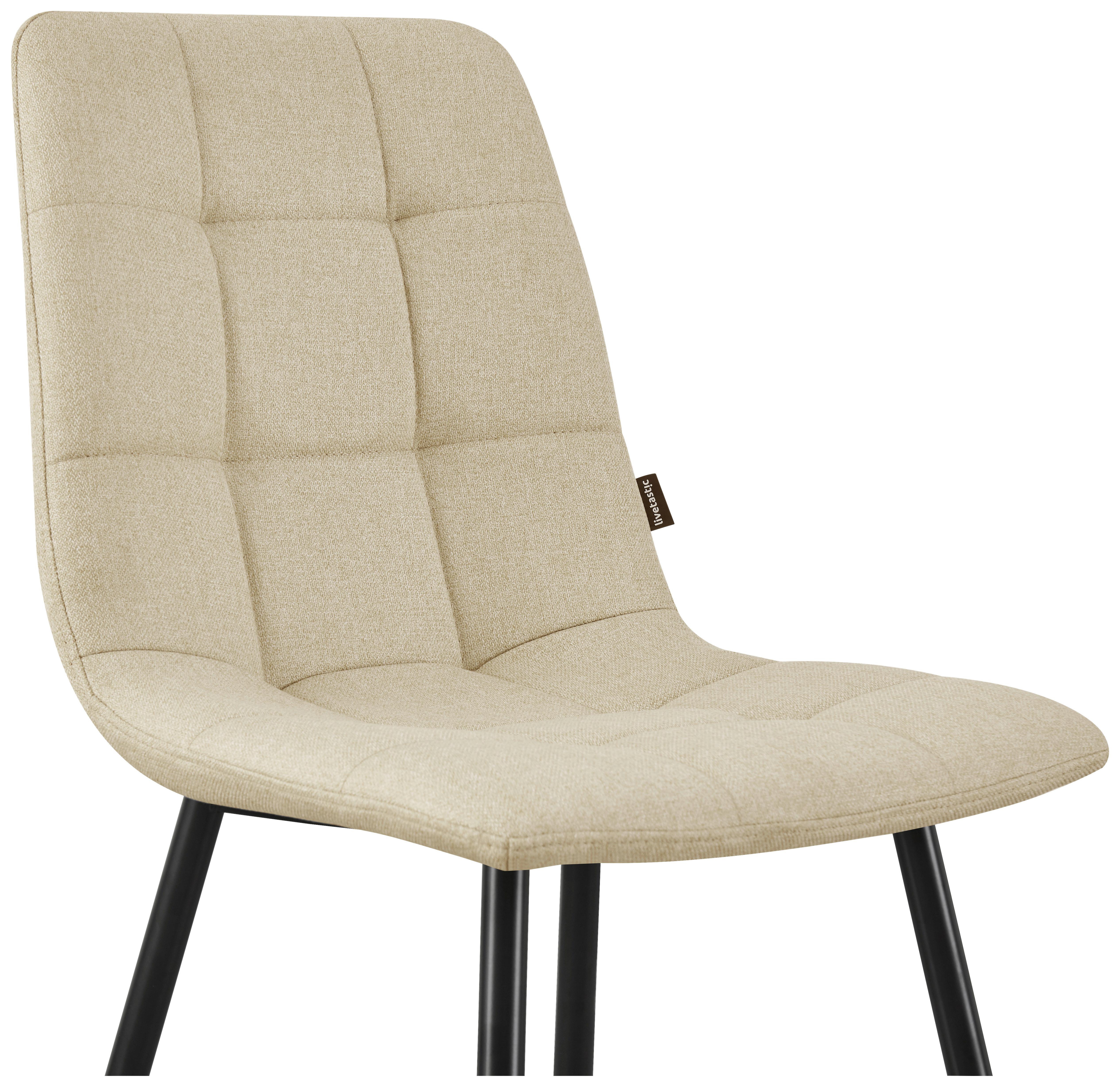 Stuhl Empoli Webstoff Beige, B: 45 cm - Beige/Schwarz, MODERN, Holz/Textil (45/86/55cm) - Livetastic