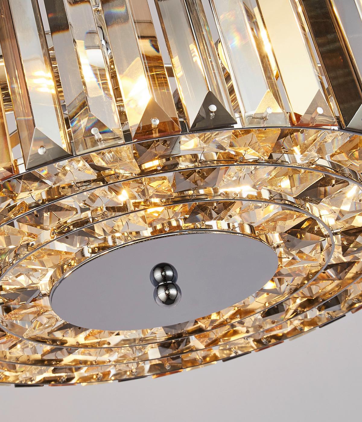 Hängeleuchte Chapeau H: 136 cm 3-Flammig - Chromfarben/Bernsteinfarben, KONVENTIONELL, Glas/Metall (35/136cm)