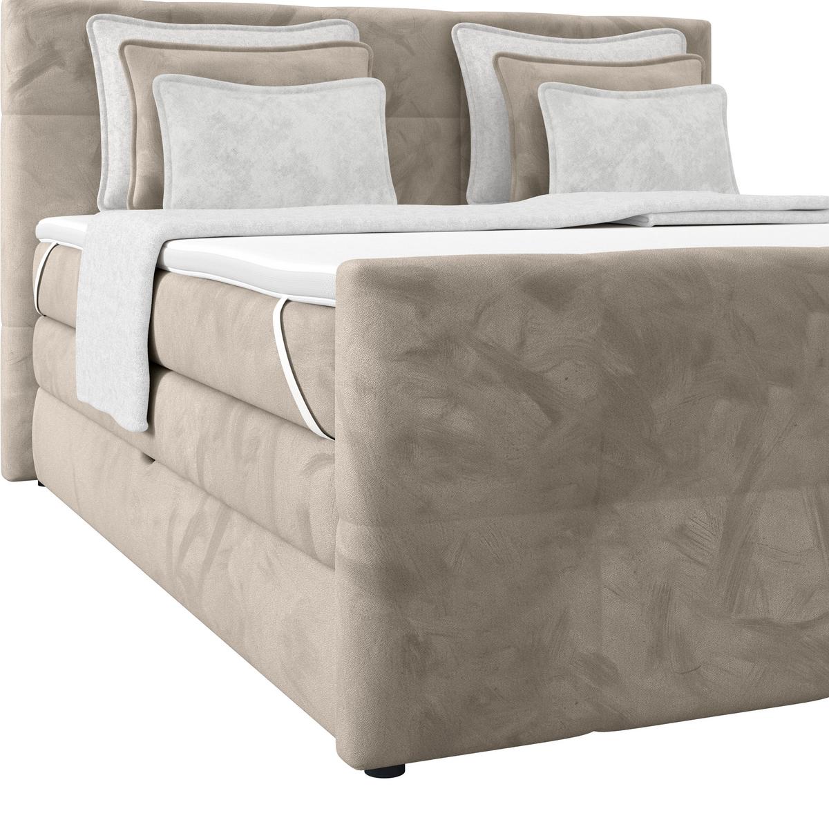 Boxspringbett mit Topper und Bettkasten 160x200 cm Medino - Taupe, KONVENTIONELL, Holz/Holzwerkstoff (160/200cm) - Luca Bessoni