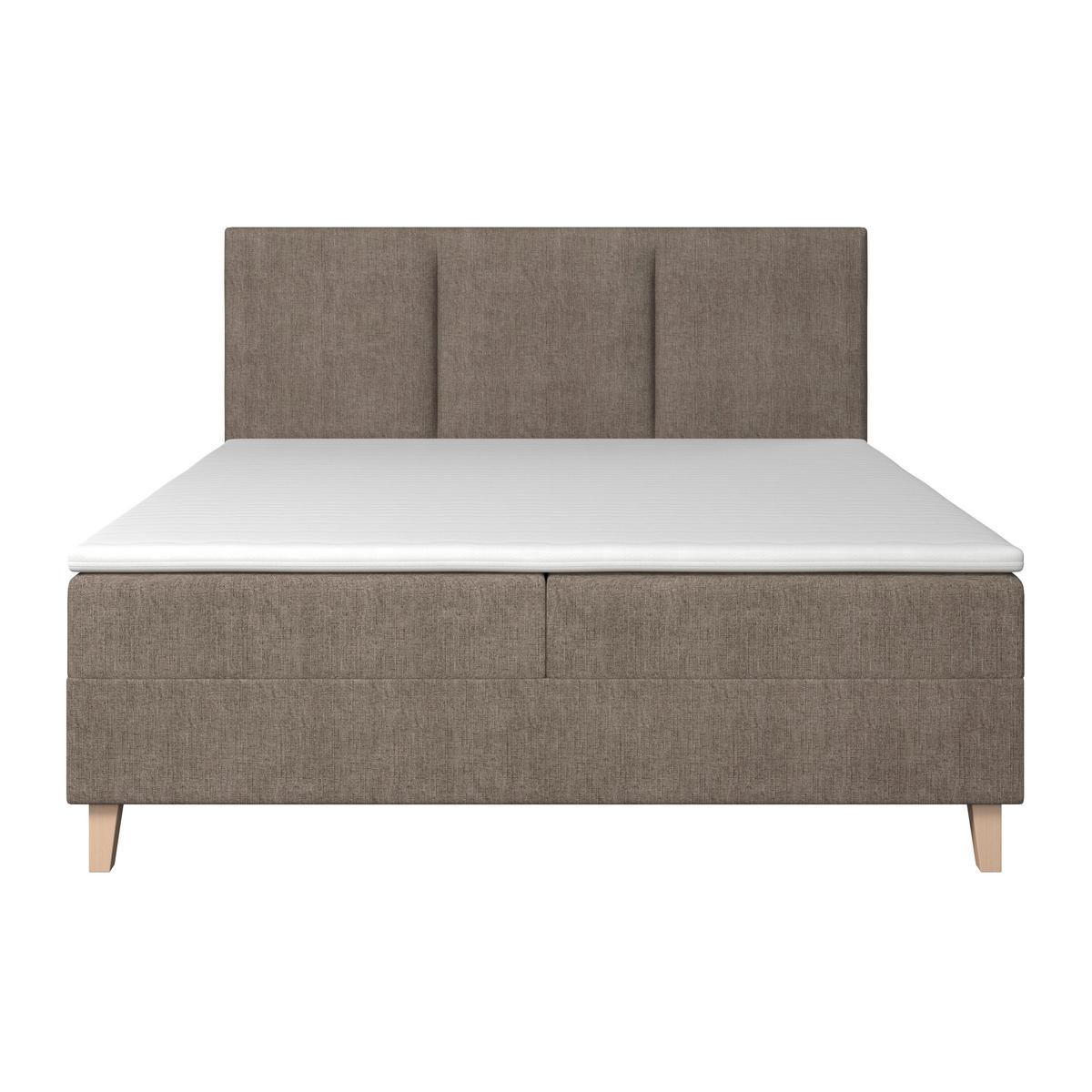 Boxspringová posteľ MONZA 180x200, hnedá - hnedá/farba duba, Modern, drevo/textil (180/200cm) - Bessagi Home