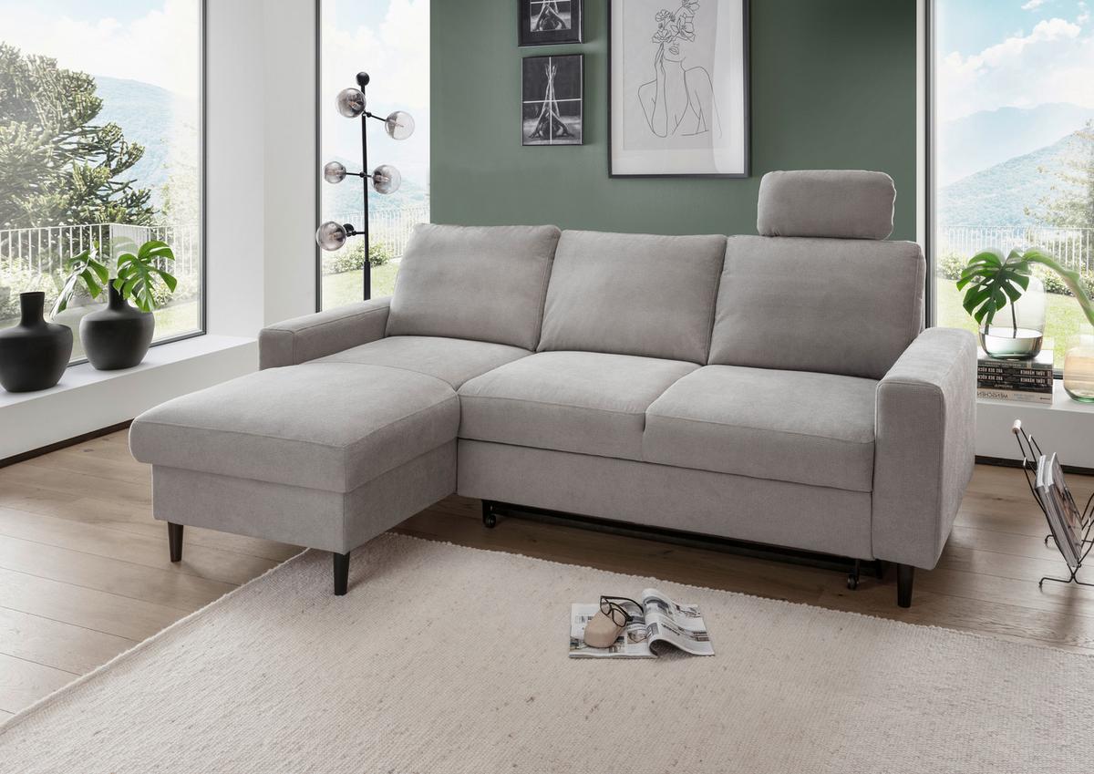 Eckschlafsofa Passione Grau S: 147x234 cm - Schwarz/Grau, MODERN, Textil (147/234cm) - Livetastic