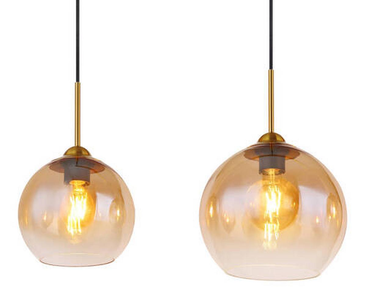 Hängeleuchte 15788-4h - Klar/Messingfarben, Design, Glas/Metall (120/25/120cm) - Globo