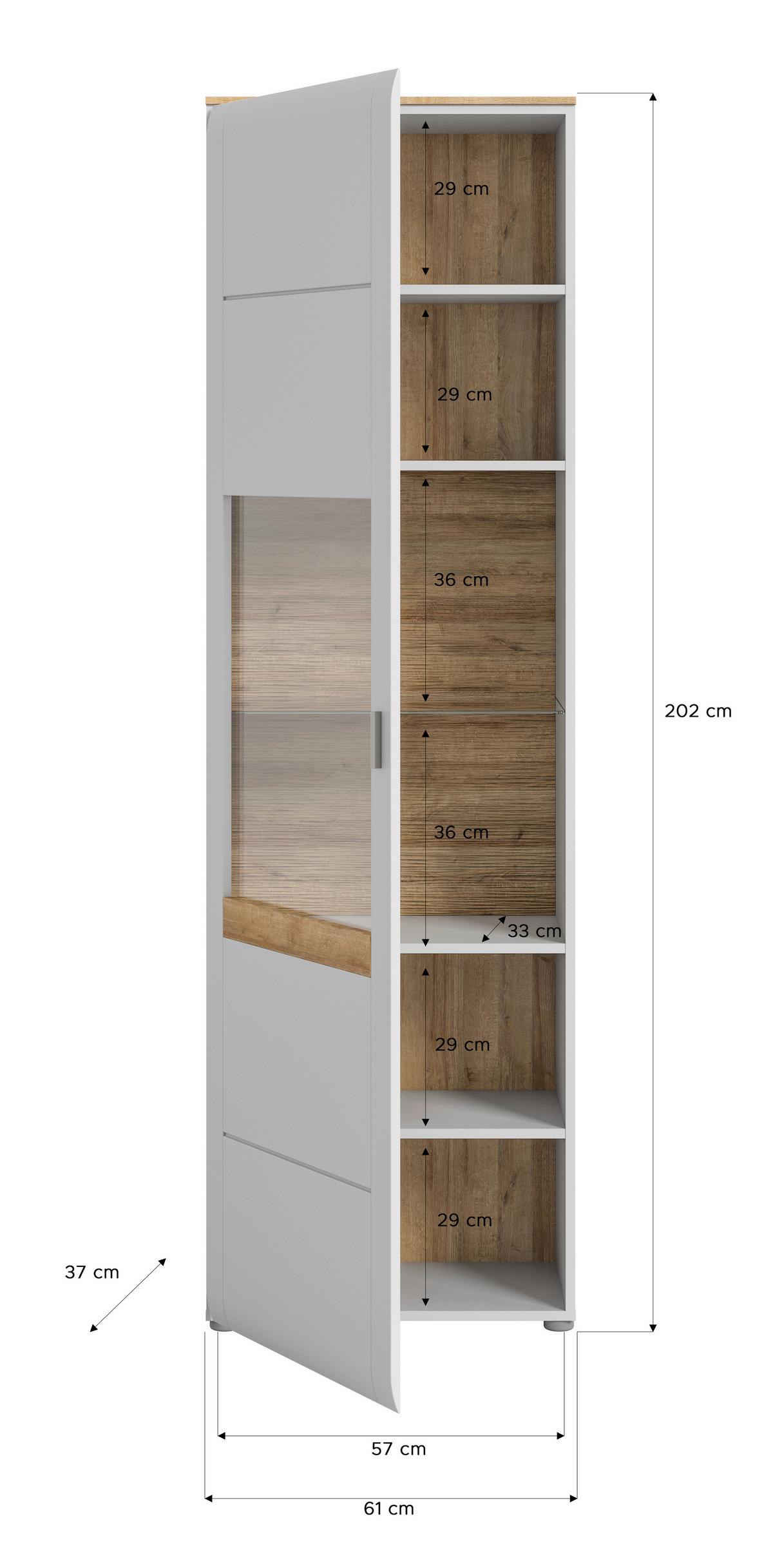 Vitrine Ashton Grau Rivera Eiche B: 61 cm - Design, Glas/Holzwerkstoff (61/202/43cm) - MID.YOU