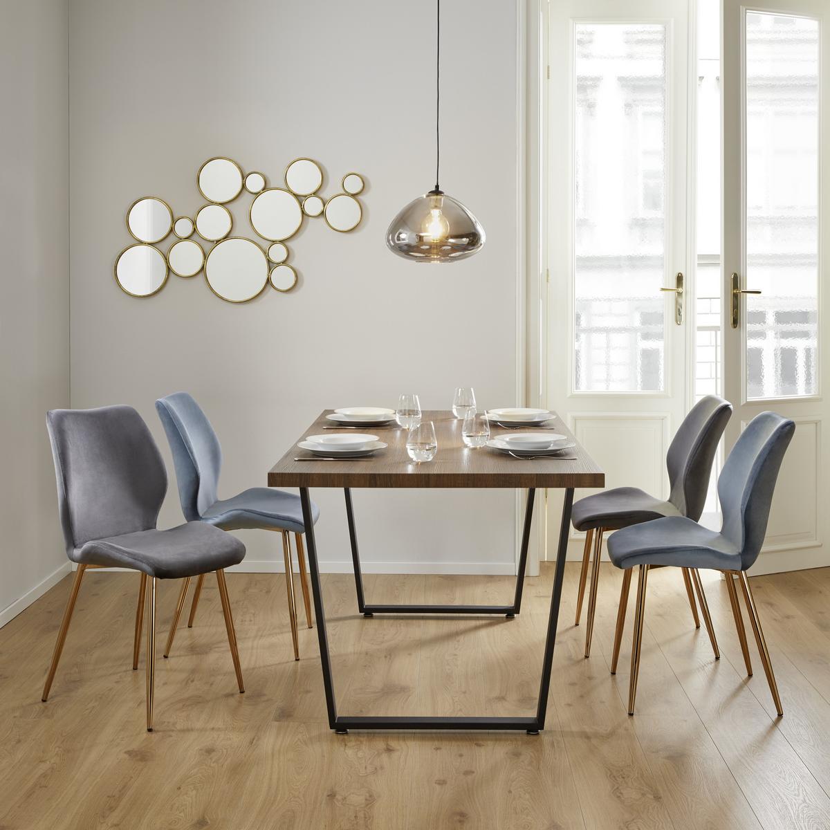 Stůl Dave  160x90cm - černá/barvy vlašských ořechů, Moderní, kov/dřevo (160/90/76cm) - Bessagi Home