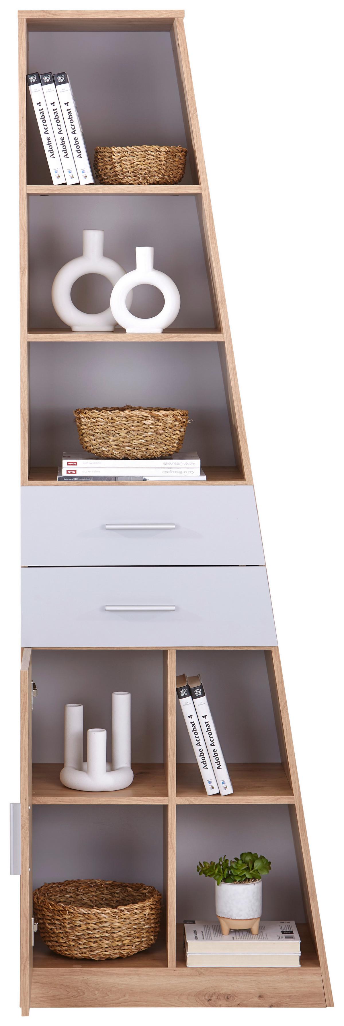 Polc Johnny - Artisan tölgy/szürke, Modern, faalapú anyag (67/216/42cm)