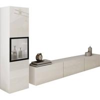 Wohnwand Berlin I Weiß B: 210 cm - Weiß Hochglanz/Weiß, Design, Glas/Holzwerkstoff (210/130/32,5cm) - MID.YOU