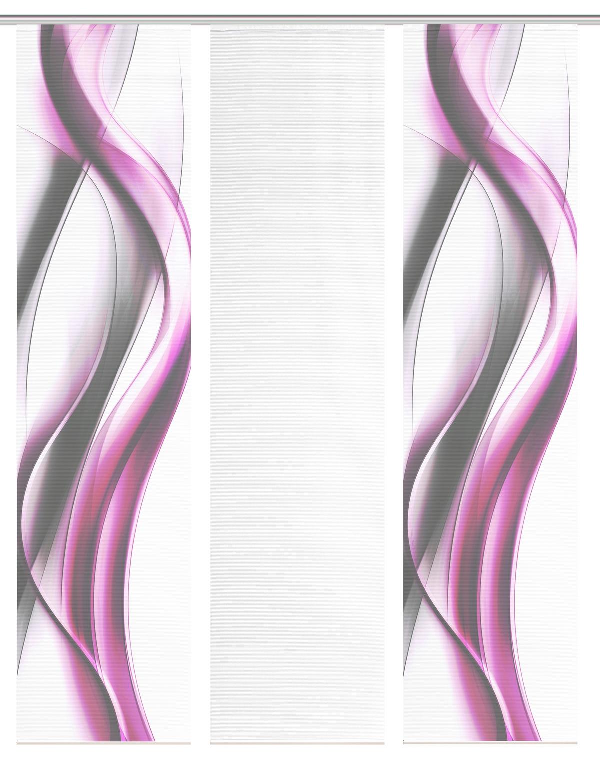 Flächenvorhang Cara 3er Set - Pink/Weiß, Design, Textil (180/260cm)