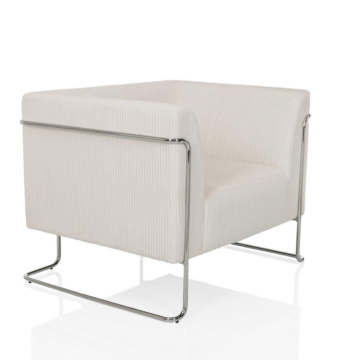 Loungesessel Weiß B: 88 Cm - Silberfarben/Weiß, MODERN, Textil/Metall (88/74/74cm) - MID.YOU