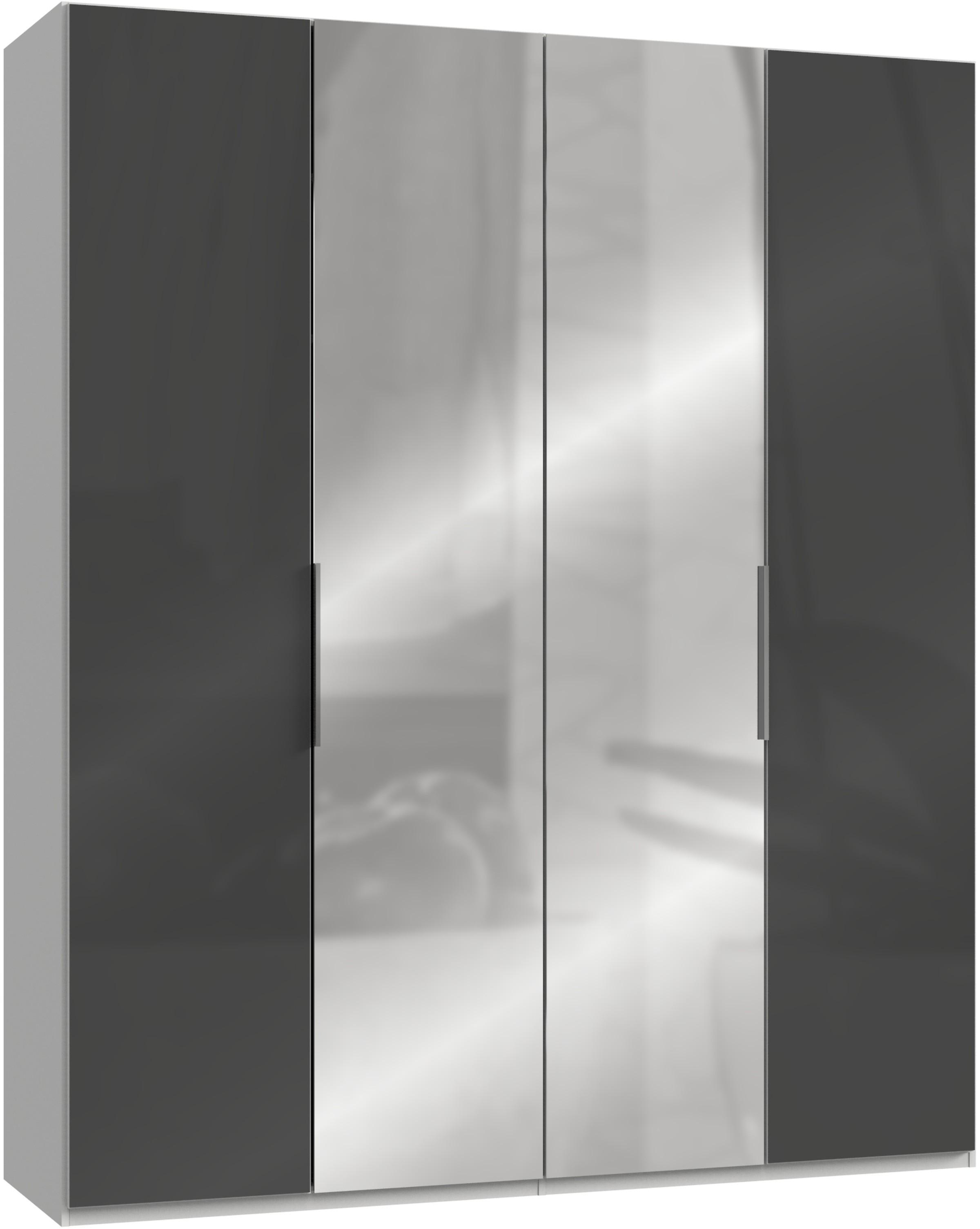 Drehtürenschrank 200cm Level,grau/weiß - Weiß/Grau, MODERN, Glas/Holzwerkstoff (200/236/58cm) - MID.YOU