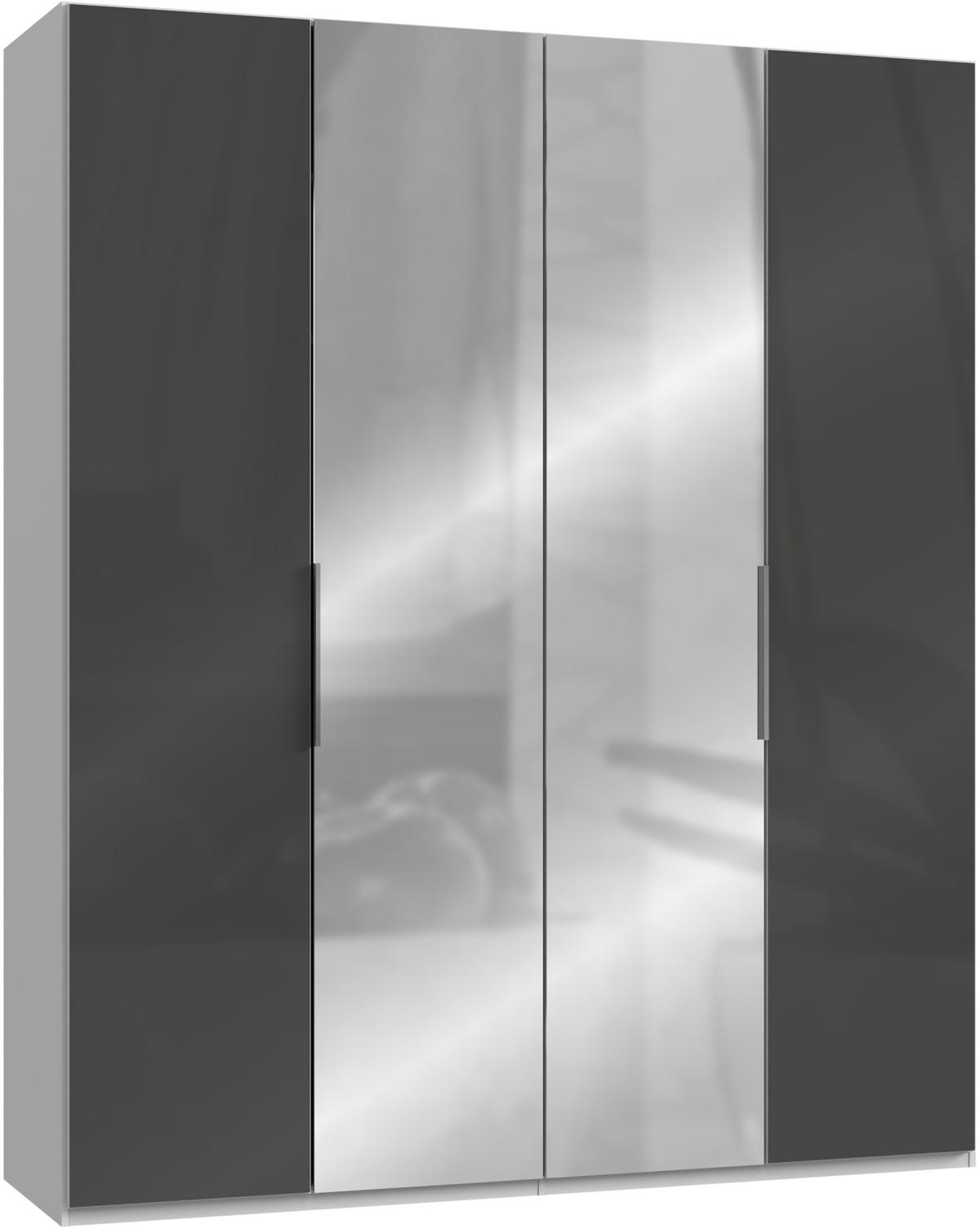 Drehtürenschrank 200cm Level,grau/weiß - Weiß/Grau, MODERN, Glas/Holzwerkstoff (200/236/58cm) - MID.YOU