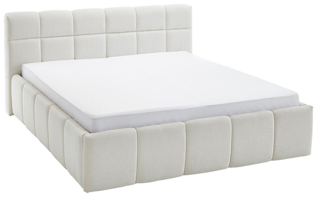 Čalúnená posteľ ASCONA 160x200, krémová - čierna/krémová, Konventionell, textil/plast (160/200cm)
