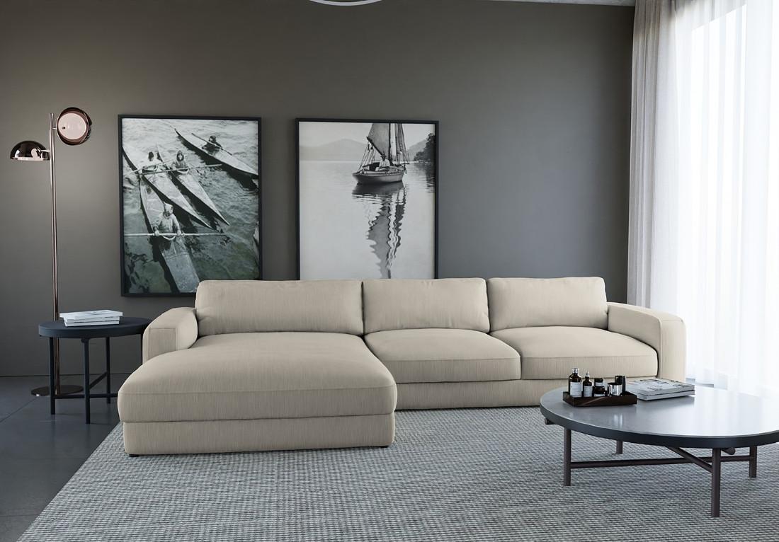 Ecksofa Bourbon, Grau S: 176x303 cm - Schwarz/Grau, MODERN, Textil (176/303cm) - Trendmanufaktur