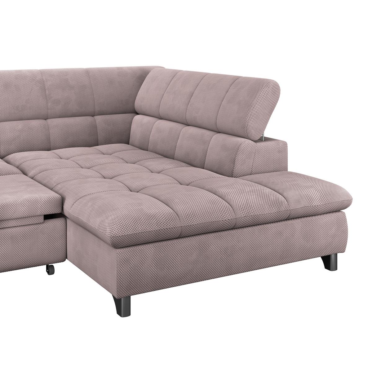 Ecksofa mit Schlaffunktion Gemini Rosa Chenille - Chromfarben/Rosa, KONVENTIONELL, Textil (312/234cm)