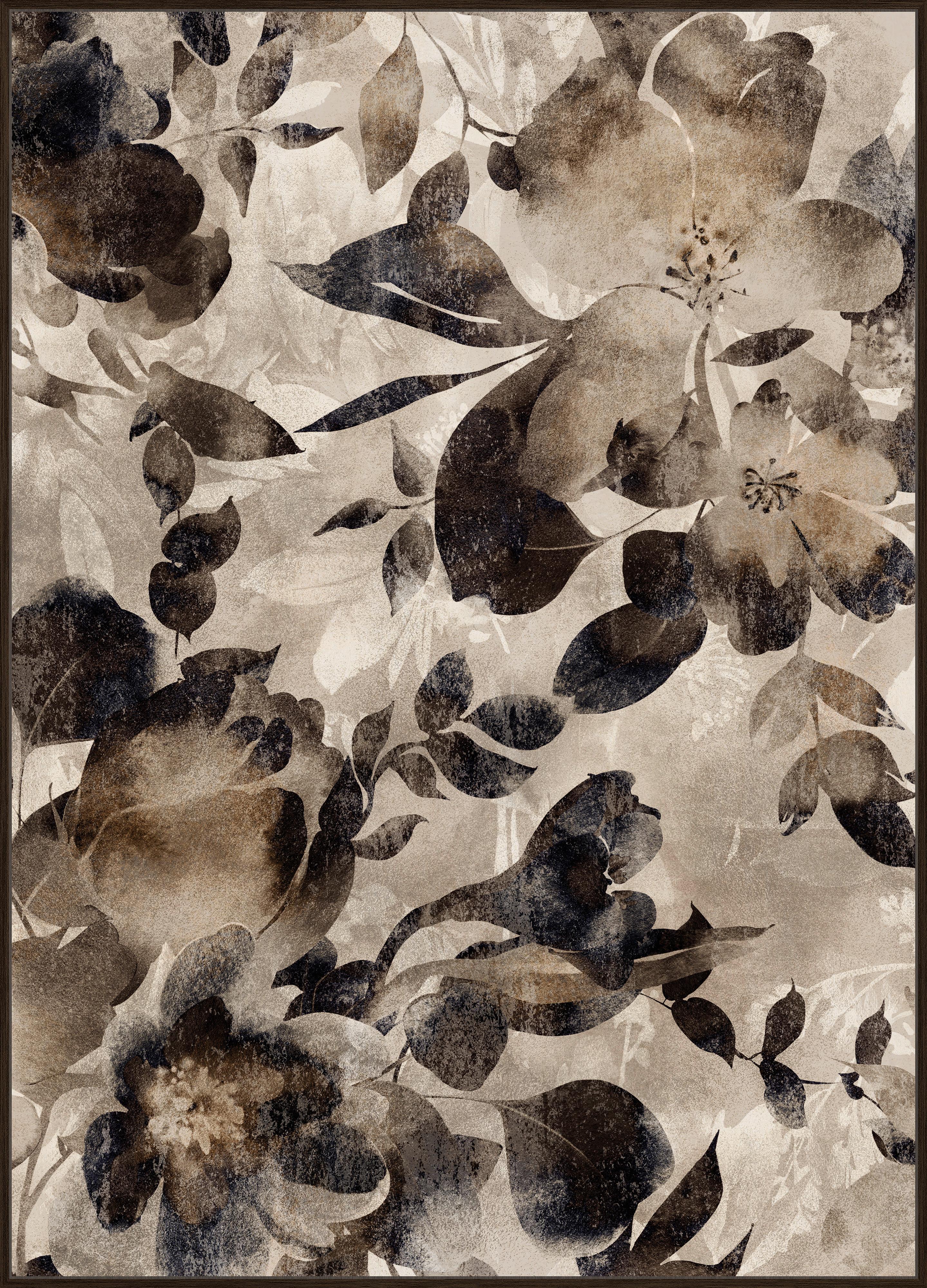 Obraz na plátně DENISE BIG, květiny 100/140 cm - barvy wenge/hnědá, Moderní, dřevo/textil (100/140cm) - Premium Living