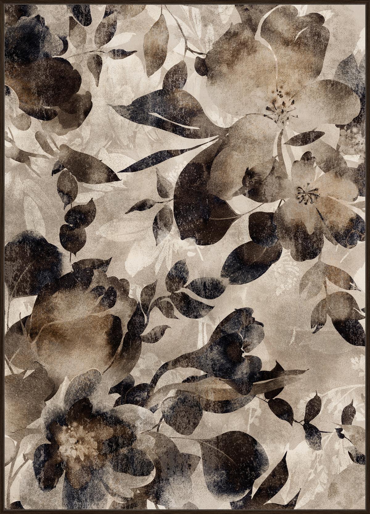 Obraz na plátně DENISE BIG, květiny 100/140 cm - barvy wenge/hnědá, Moderní, dřevo/textil (100/140cm) - Premium Living