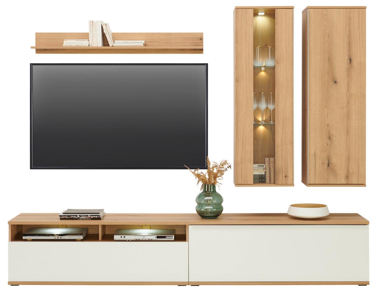 Tv-element Power B: 127,5 Cm Weiß/eiche Dekor - MODERN, Holzwerkstoff (127,5/46/40cm)