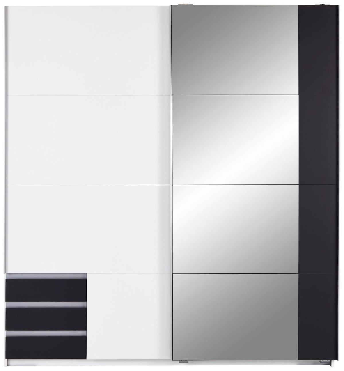 Tolóajtós Szekrény Emden 180/198 Cm - grafitszürke/fehér, Modern, faalapú anyag (180/198/64cm)