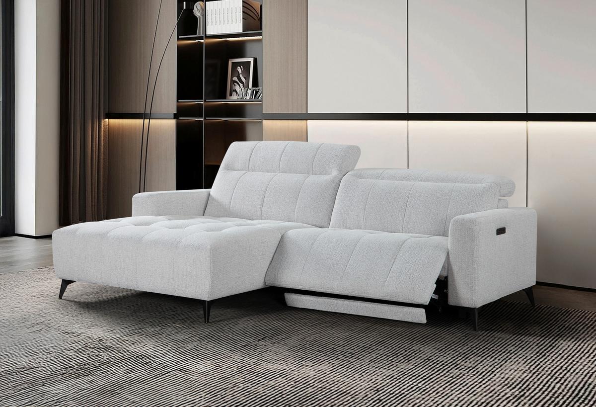 Ecksofa Miami Champagner, S: 177x254cm - Champagner/Schwarz, MODERN, Holz/Textil (177/254cm)