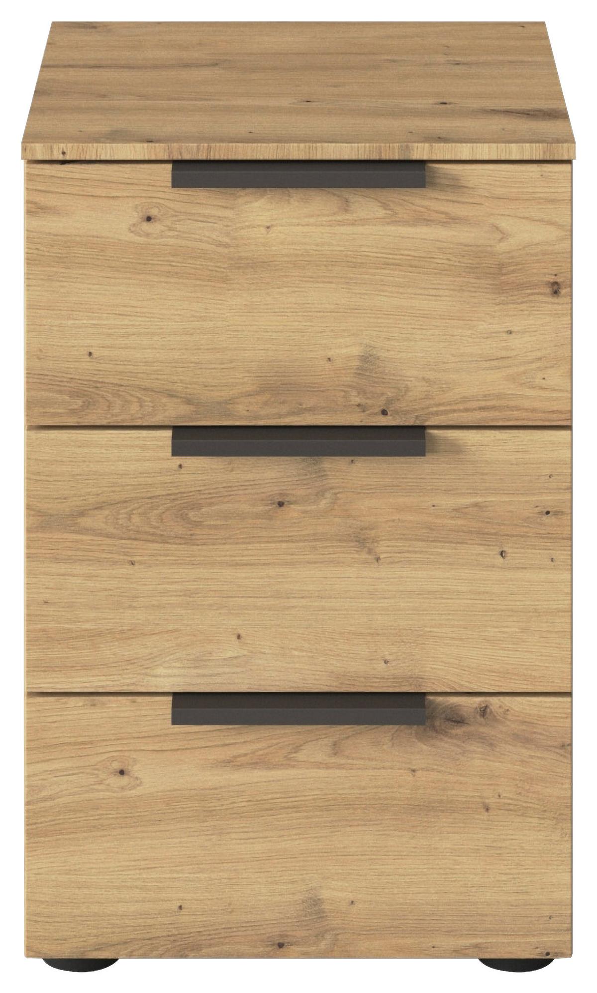Nachtkästchen Eiche Artisan Flipp H: 61 Cm - Schwarz/Graphitfarben, MODERN, Holzwerkstoff (40/61/42cm) - Rauch Möbel