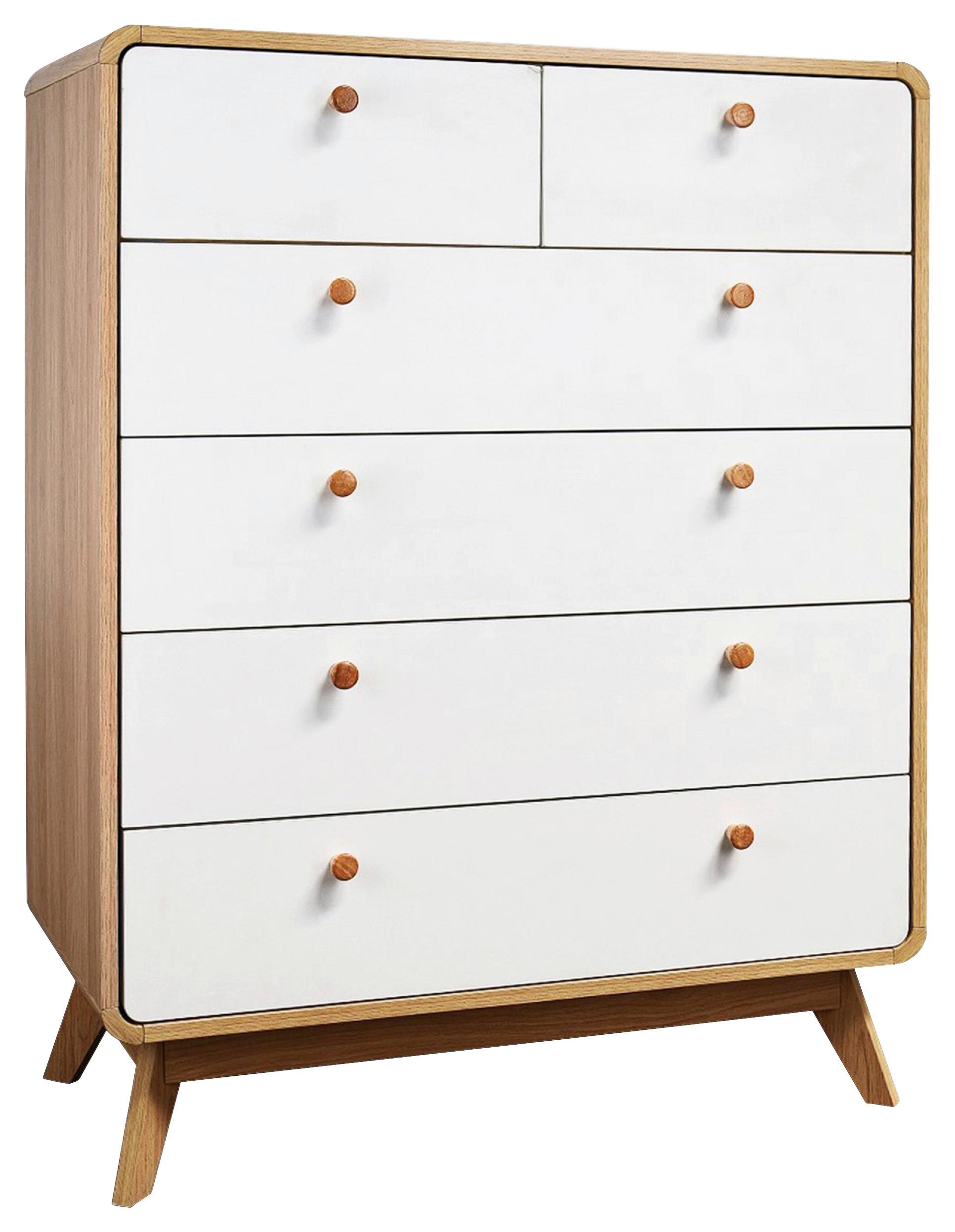 Kommode Cassie Weiß 81 cm - Eichefarben/Weiß, Design, Holzwerkstoff (81/104/39cm) - MID.YOU