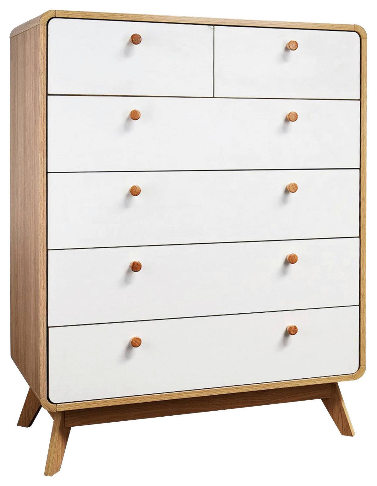 Kommode Cassie Weiß 81 cm - Eichefarben/Weiß, Design, Holzwerkstoff (81/104/39cm) - MID.YOU
