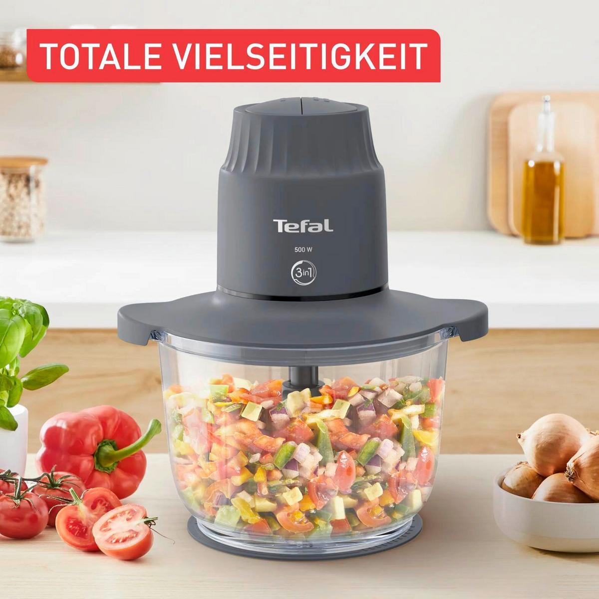 UNIVERSALZERKLEINERER 500W, 1000ml - Grau, Basics, Glas (21,7/18,4/25,4cm) - Tefal