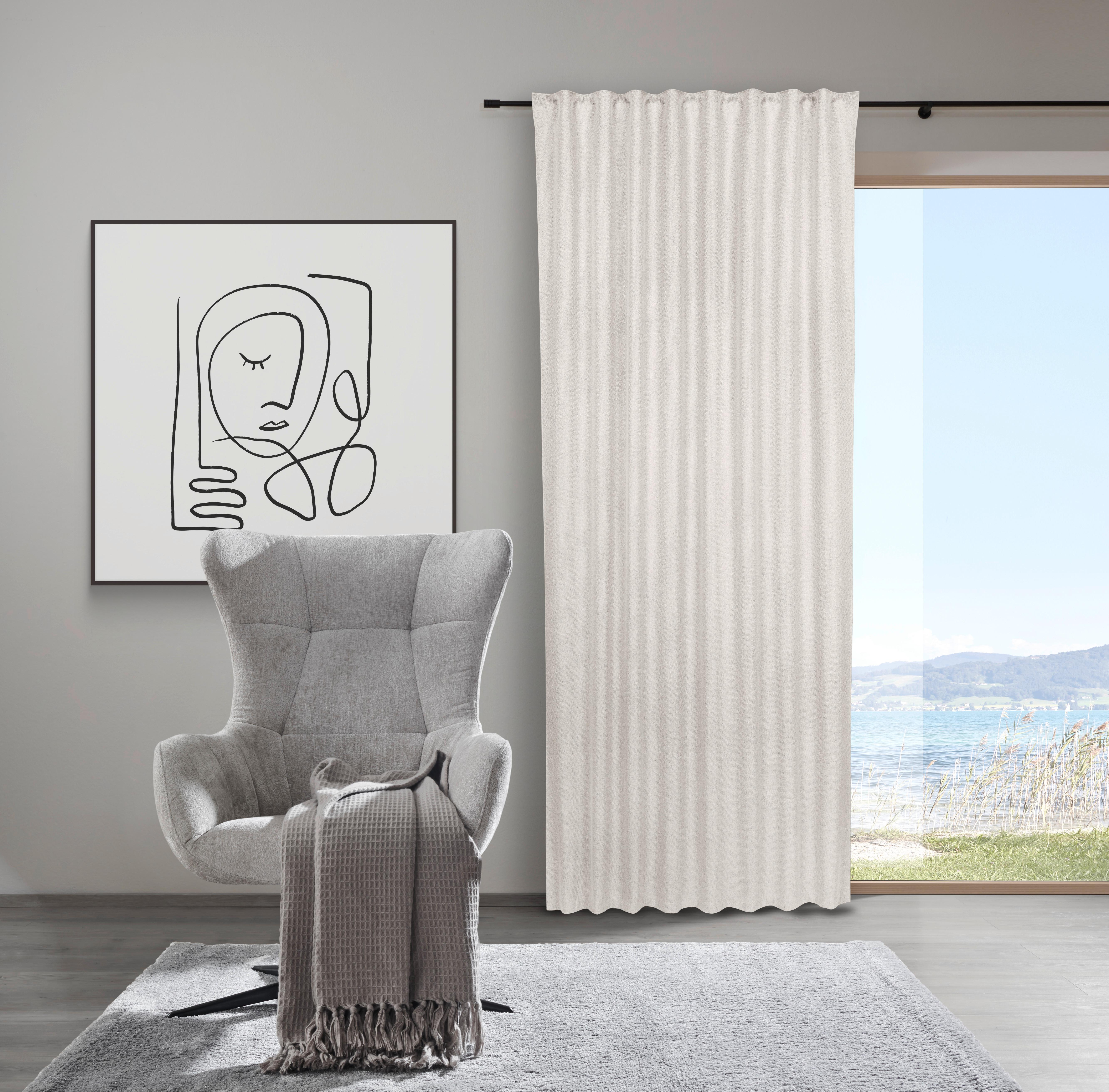 Zatemňovací závěs Allan, 135/255cm, šedobílá - bílá, Romantický / Rustikální, textil (135/255cm) - Premium Living