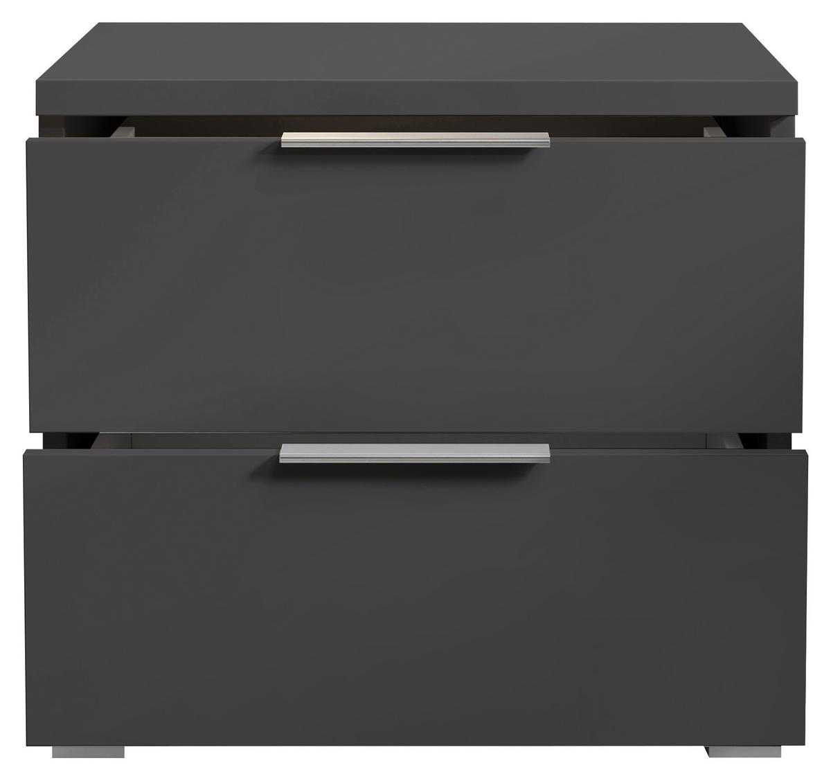 Nachtkästchen Smilla 2l G - Alufarben/Graphitfarben, KONVENTIONELL, Holzwerkstoff (46/43/42cm)